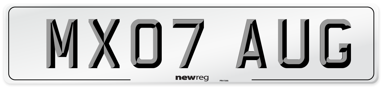 MX07 AUG Number Plate from New Reg